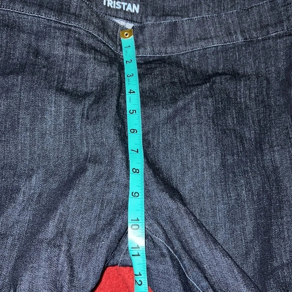 Tristan dark  blue wash capris shorts with losse hem Sz L - Picture 11 of 13